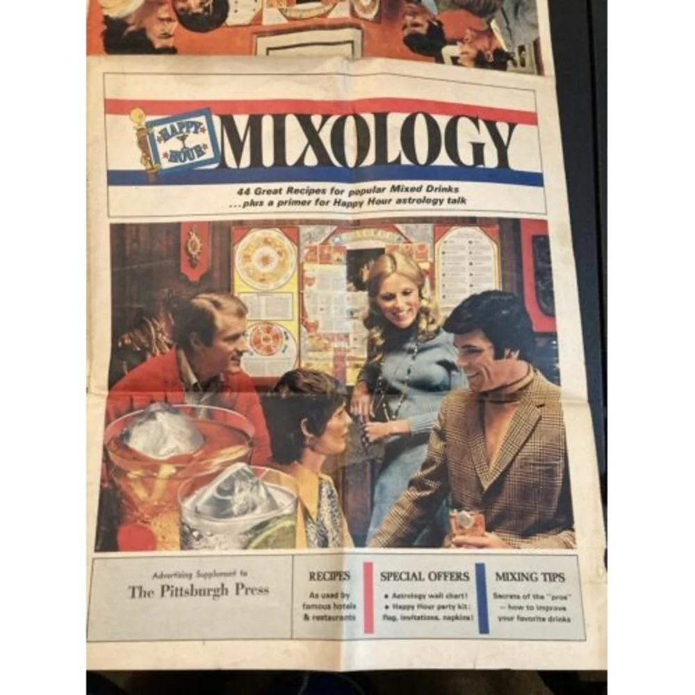 READ Make Mixed Drink‎ Poster Vtg Collins Manhattan Sour Alcohol Mixing 70s Bar